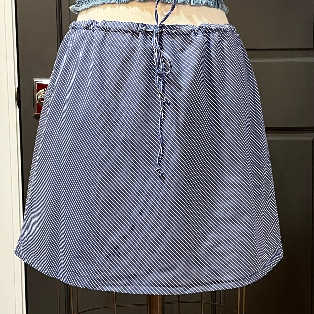 Blue &White Striped Mini Skirt